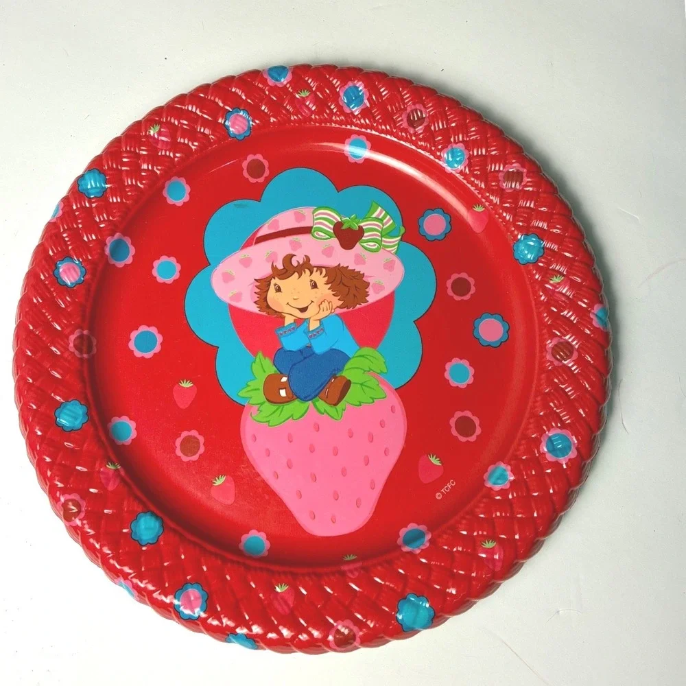 Vintage Strawberry Shortcake Melamine‎ Plate Basketweave Red Tray Decor